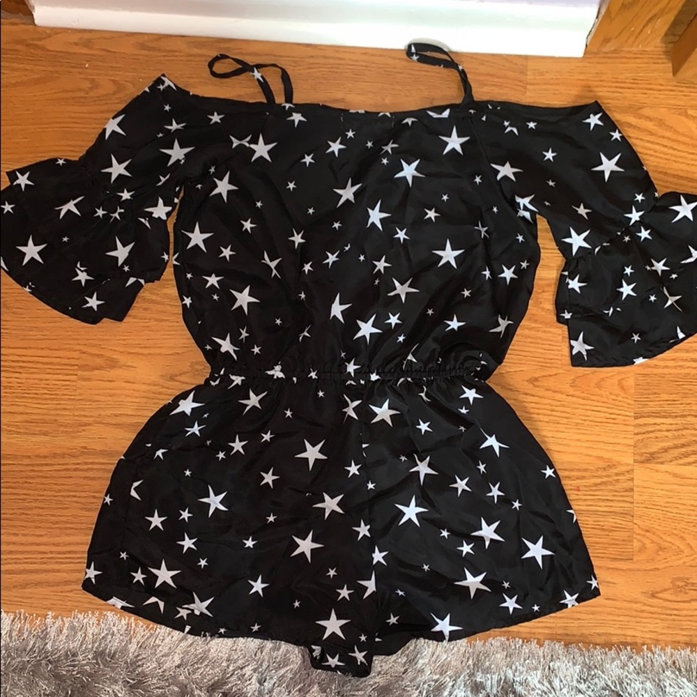 Black & White Star Flowy Romper